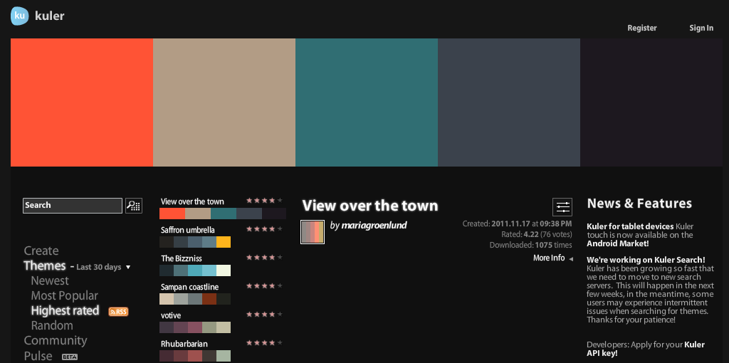 Kuler: the crowdsourced color theme maker