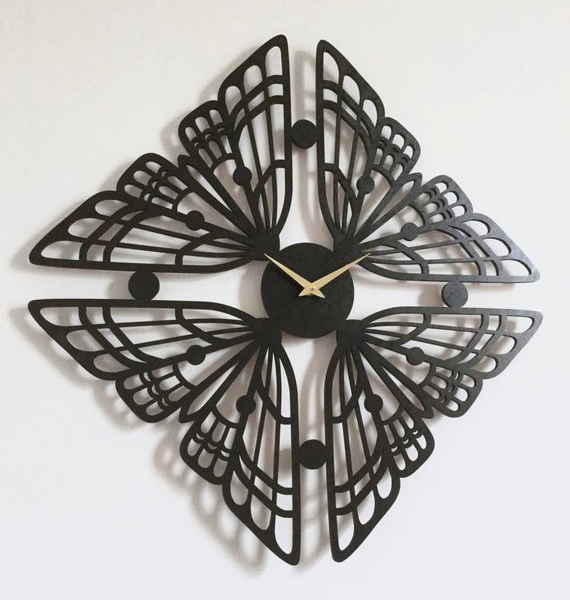 CNC Laser Cut Table Lamp Butterfly Pattern Made by Wood Texture