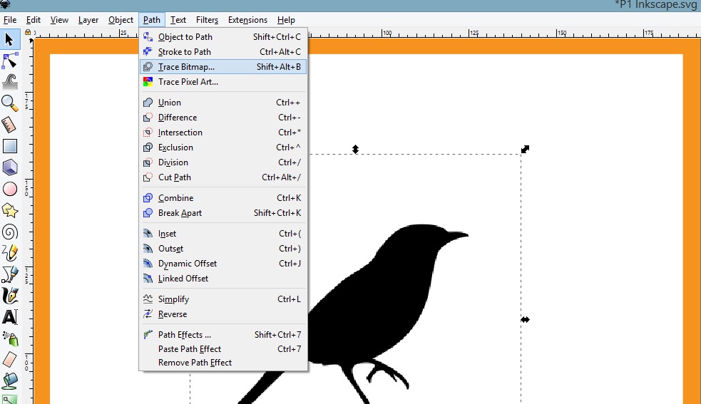 inkscape trace bitmap to vector